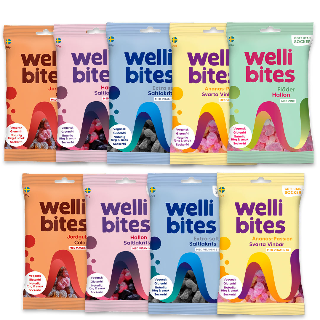 9 x Wellibites Candy 70 g