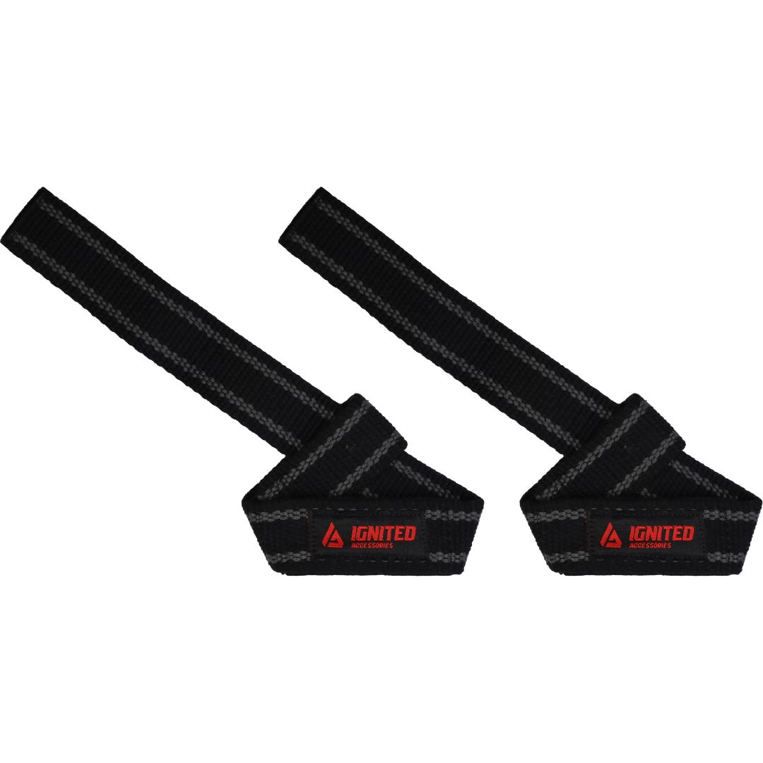 Ignited Premium Padded Lifting Straps  Black/Grey