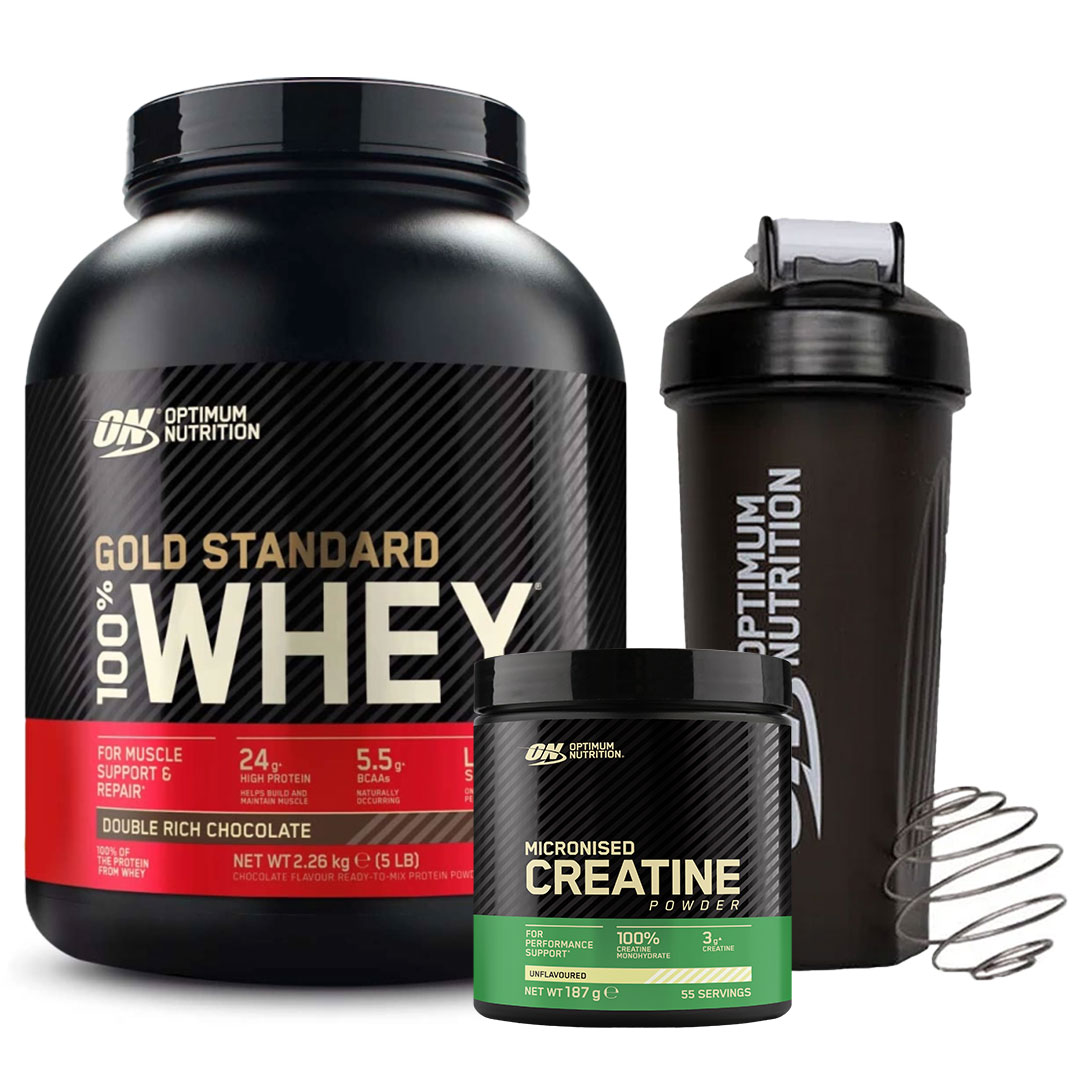 Whey Gold Standard 2.2 kg + Creatine 187 g + Shaker 1000 ml Black
