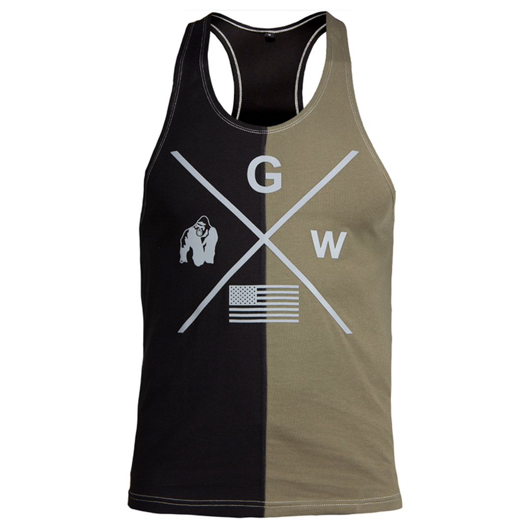 Gorilla Wear Sterling Stringer Tank Top Black & Army Green