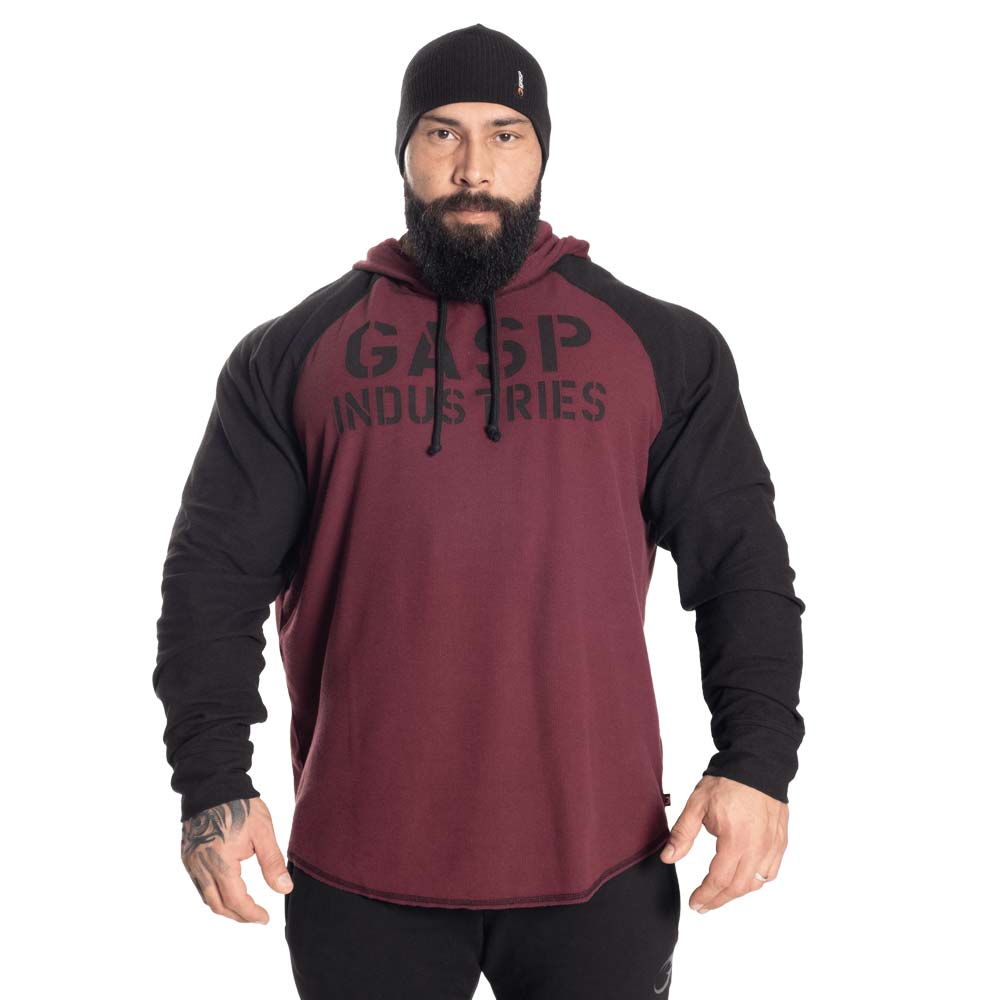 Gasp Long Sleeve Thermal Hoodie Maroon