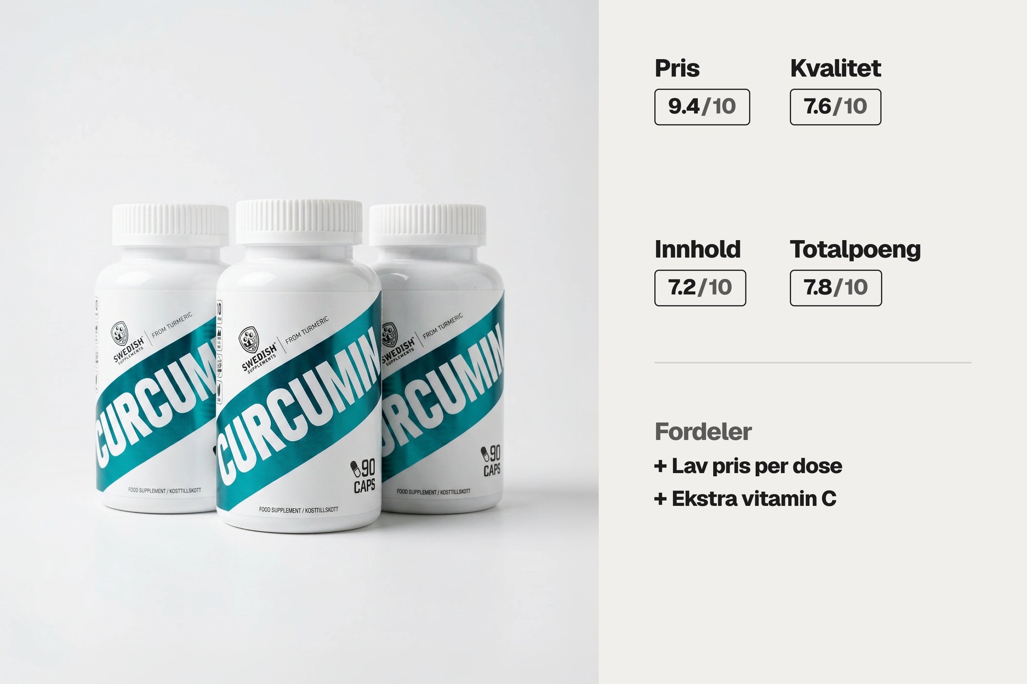Swedish Supplements Curcumin 90 kapsler med gurkemeie og C-vitamin