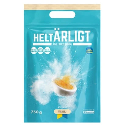 HeltÄrligt Eggpulver 750 g i en turkis pose med smak av vanilje., bilde 2 av 3