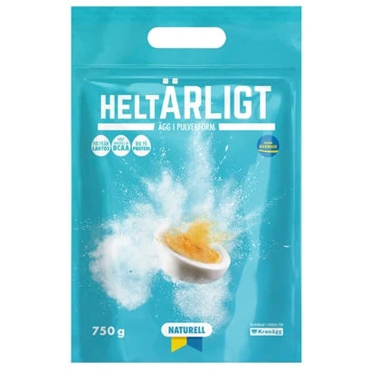 HeltÄrligt Eggpulver 750 g i en turkis pose med egg- og pulvermotiv for smaken Naturell., bilde 3 av 3
