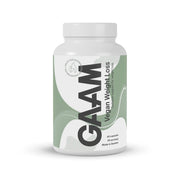 GAAM Vegan Weight loss 60 caps fettförbrännare förpackad i en vit plastburk med ljusgröna och vita detaljer.