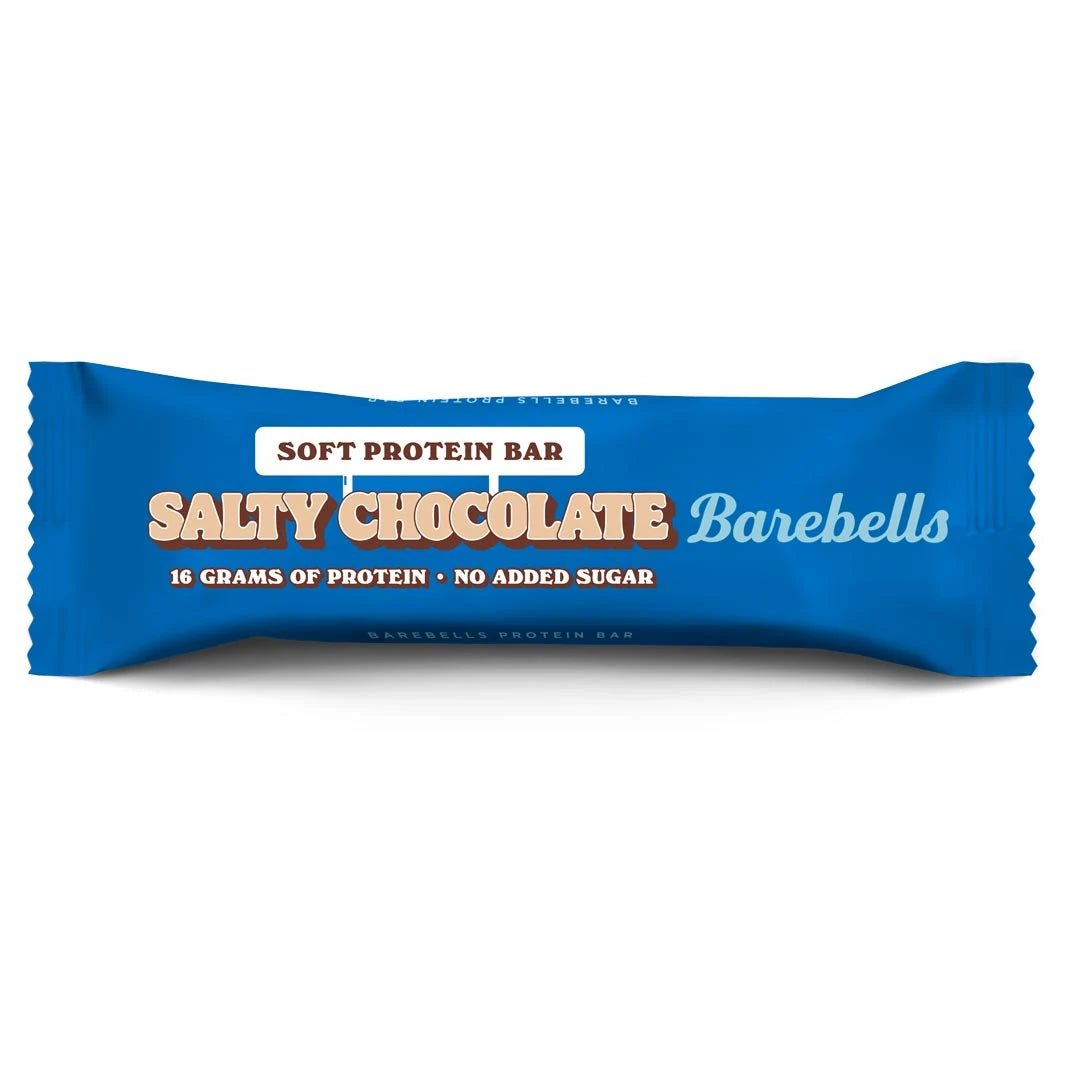 Barebells Soft protein bar 55 g i en blå forpakning med smaken Salty Chocolate., bilde 6 av 19