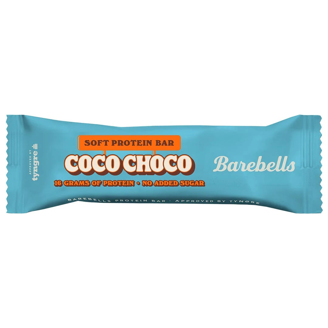Barebells Soft protein bar 55 g i en lyseblå forpakning med oransje detaljer for smaken Coco Choco., bilde 7 av 19