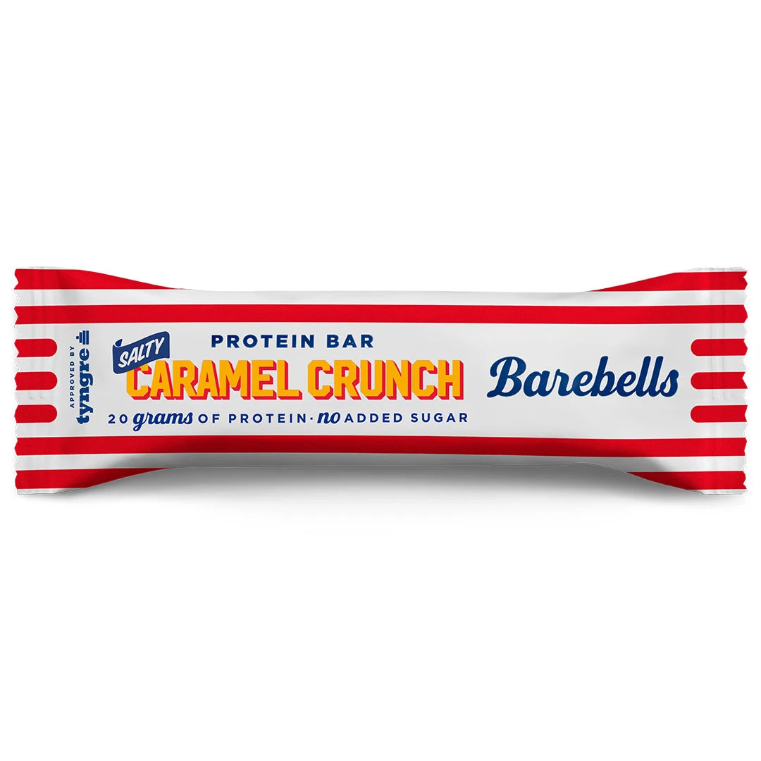 Barebells Soft protein bar 55 g i en hvit innpakning med røde striper for smaken Salty Caramel Crunch., bilde 11 av 19