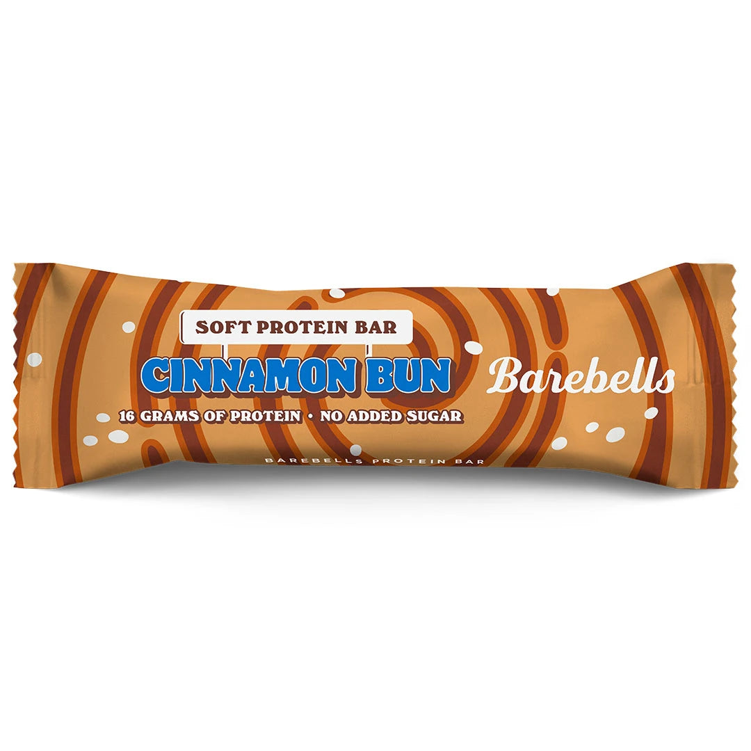 Barebells Soft protein bar 55 g i en brun forpakning med virvelmønster for smaken Cinnamon Bun., bilde 15 av 19
