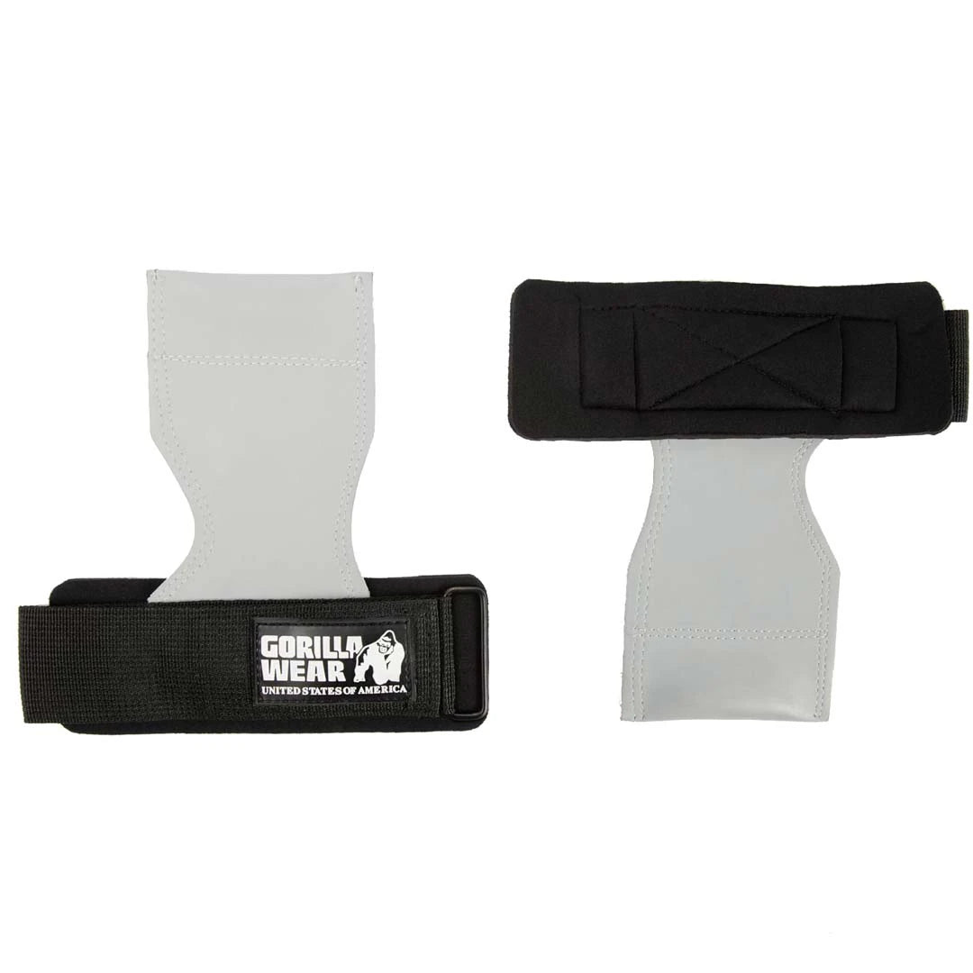 Gorilla Wear Lifting Grips Black/Grey for maksimalt grep med grå gummiplate og svarte håndleddsstropper med borrelås.