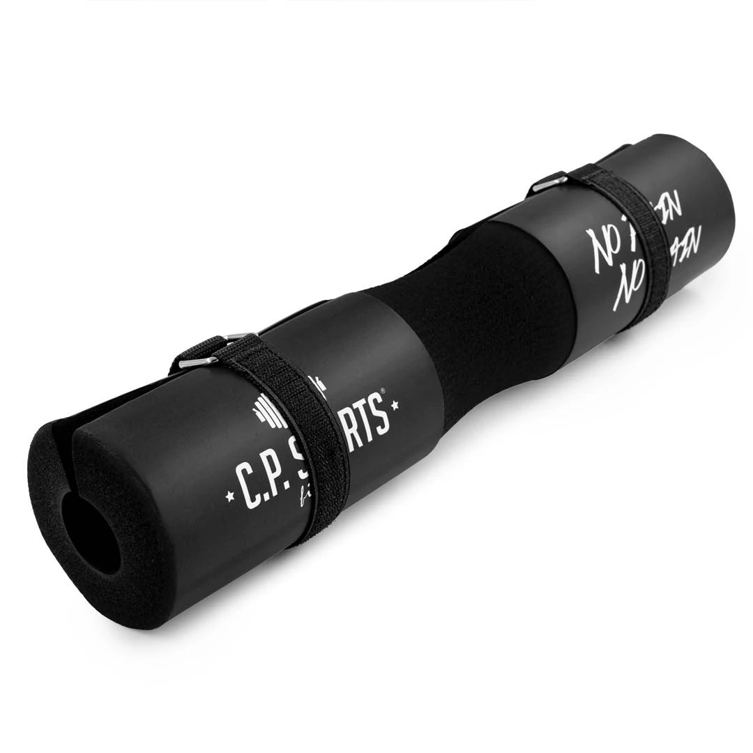 C.P. Sports Barbell Pad Ø 10 cm Black, en svart nakkebeskytter i skum for vektstang med festestropper.