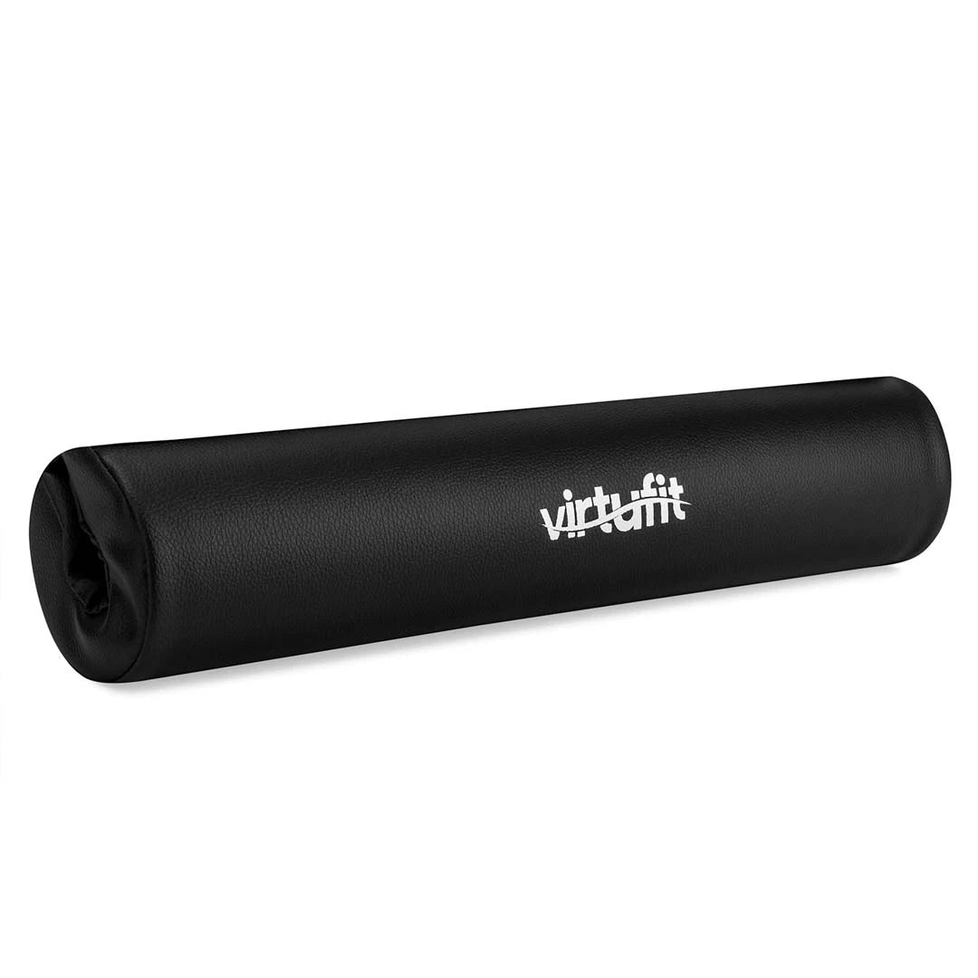 Svart Virtufit Barbell Pad Pro, en myk vektstangbeskytter i nylon med hvit logo for komfortabel trening.