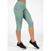 Gorilla Wear Monroe Cropped Leggings Army Green, gröna croppade träningstights med sidoficka och ventilerande mesh.