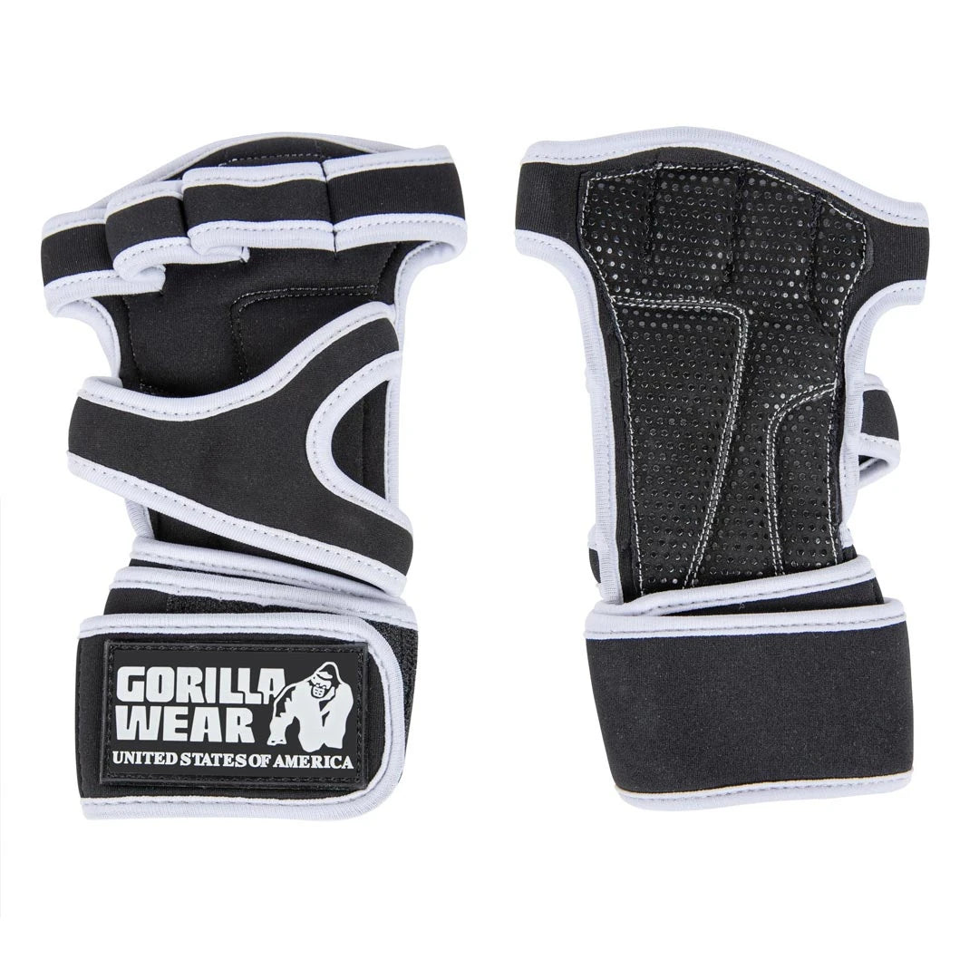 Gorilla Wear Yuma Weightlifting Workout Gloves Black/White, svarte treningshansker med hvite detaljer og godt grep.