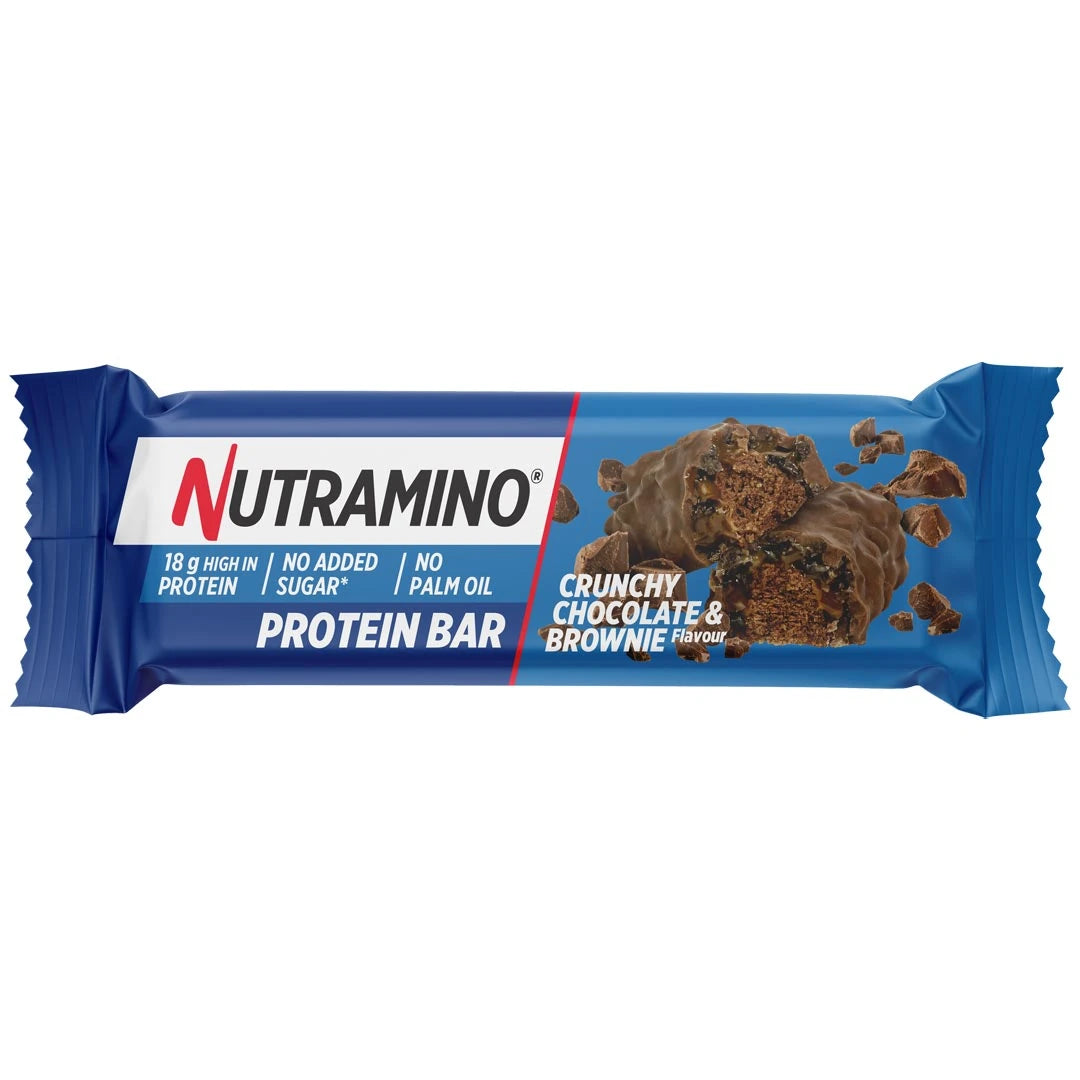 Nutramino Protein Bar 55 g proteinbar i en blå forpakning med smak av Chocolate Brownie.