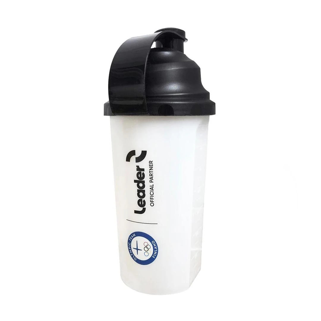 Gjennomsiktig Leader Mixmaster Shaker 750 ml med svart lokk og svarte detaljer.
