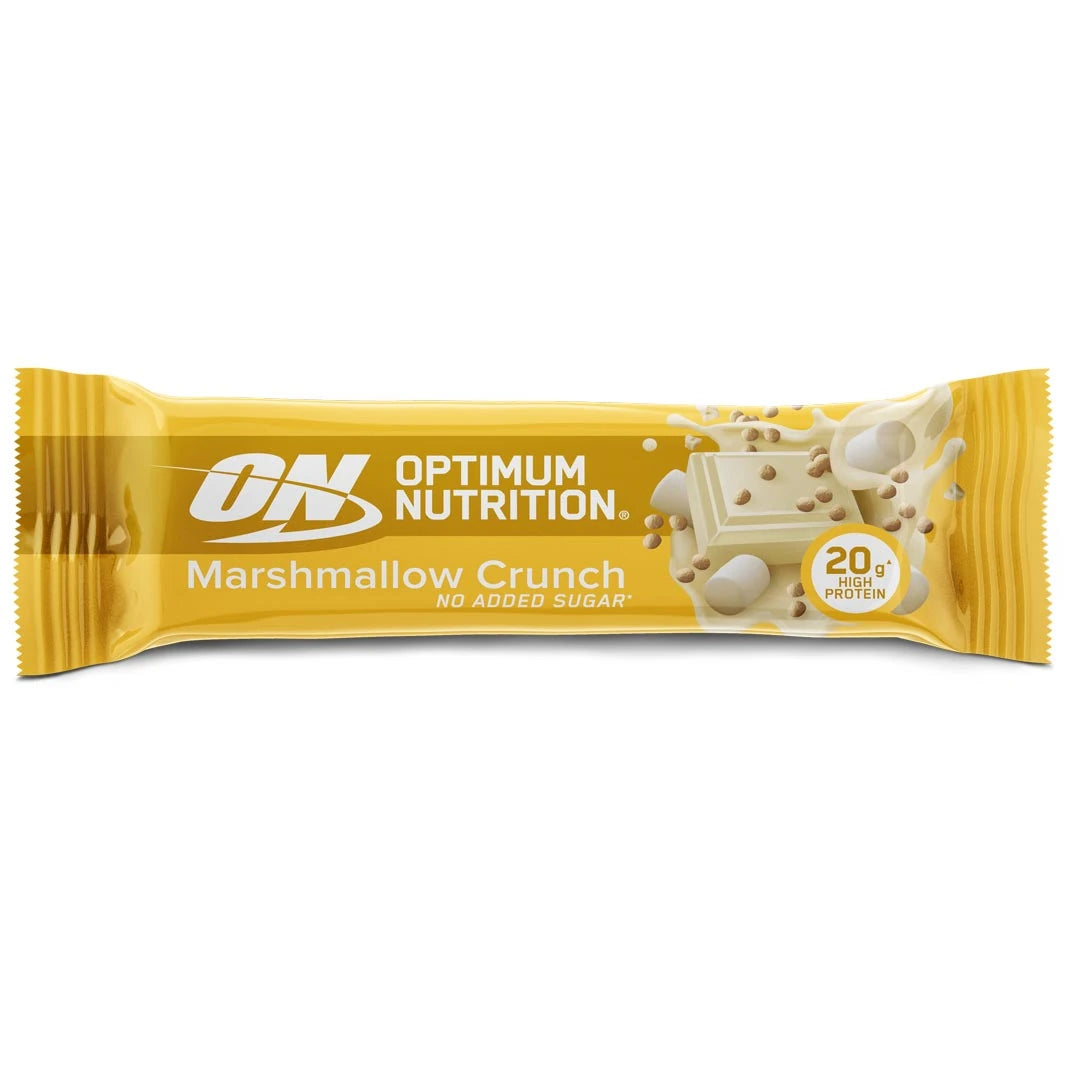 Optimum Nutrition Protein Bar 70 g i en gul forpakning for smaken Marshmallow Crunch., bilde 2 av 2