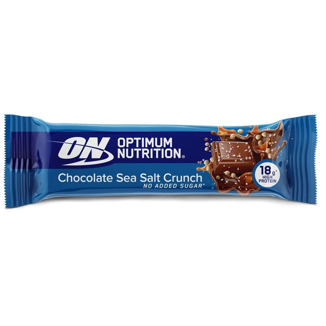 Optimum Nutrition Chocolate Protein Bar 59 g i en blå forpakning for smaken Sea Salt Crunch., bilde 3 av 3