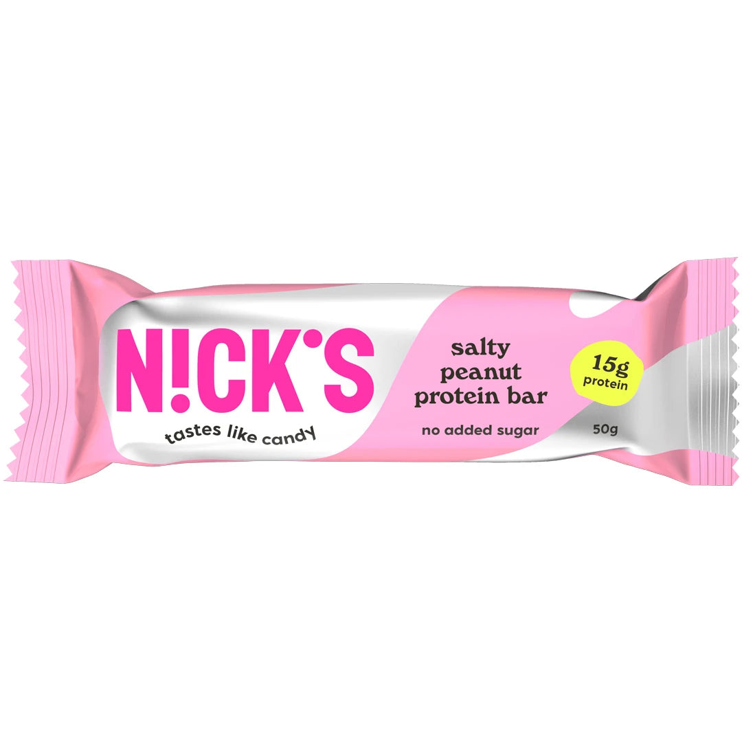 NICKS Soft bar 50 g proteinbar i en rosa og hvit forpakning for smaken Salty Peanut., bilde 4 av 6