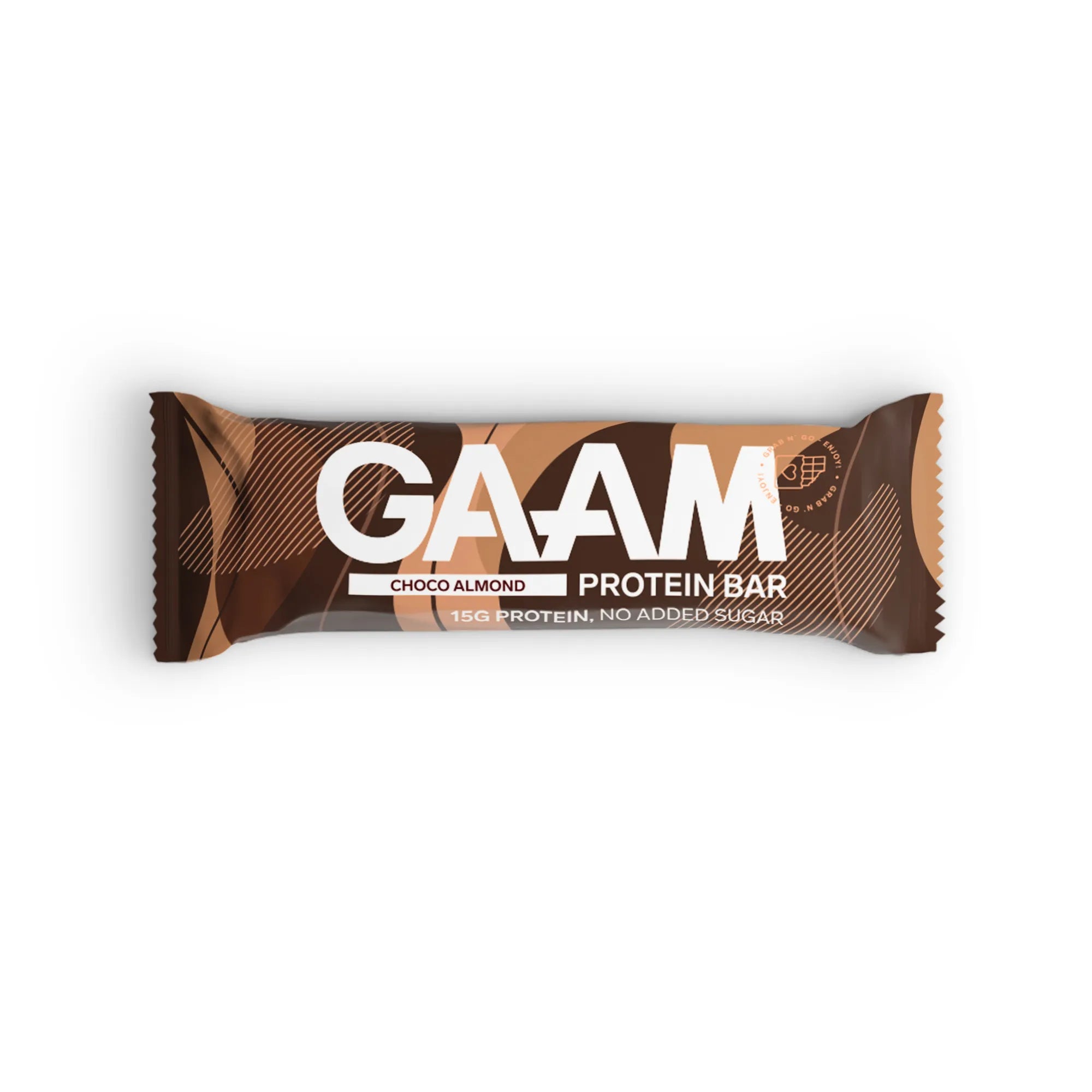 GAAM Protein & Soft bar 45 g i en brun emballasje med smaken Choco Almond.