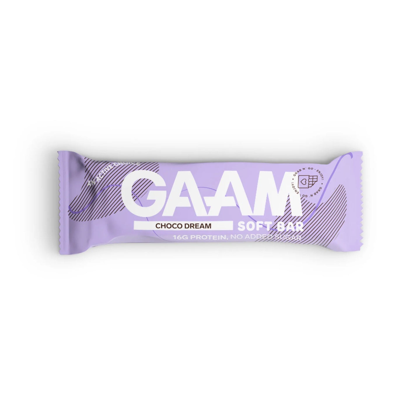 GAAM Soft Bar 45 g i en lys lilla forpakning med smaken Choco Dream.