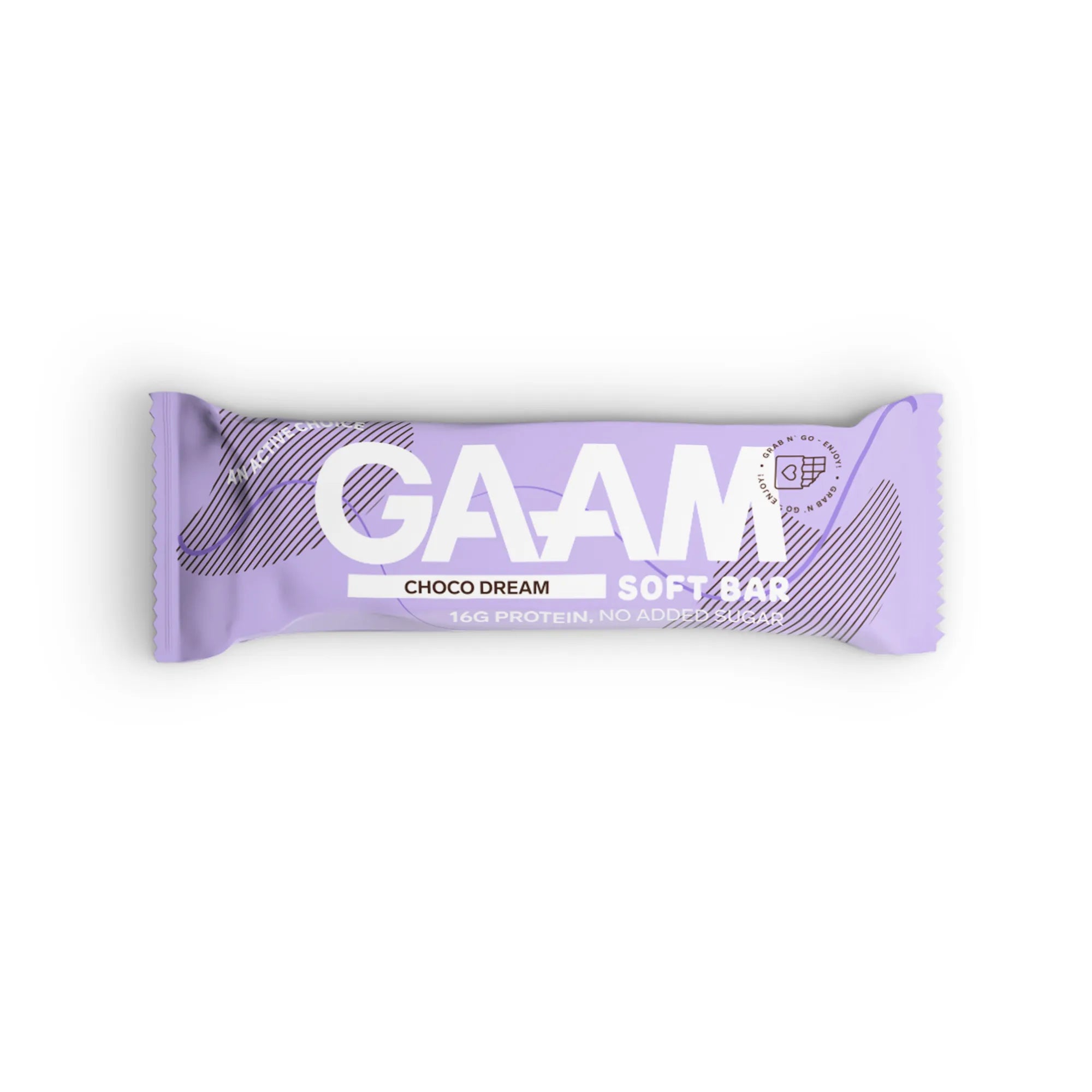 GAAM Soft Bar 45 g i en lys lilla forpakning med smaken Choco Dream.