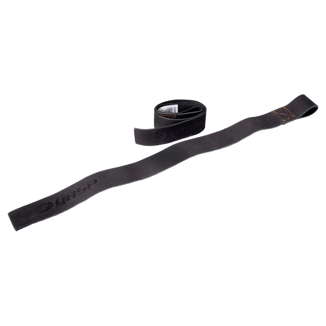 Svarte GASP Leather Straps Black drareimer i slitesterkt skinn med preget logo.