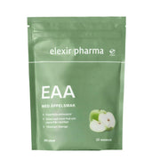 Elexir Pharma EAA 300 g veganska aminosyror i en grön påse för smaken äpple.