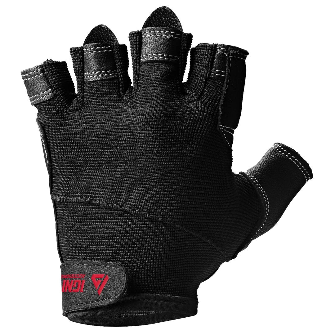 Ignited Premium Lifting Gloves Black, en svart treningshanske med halve fingre og borrelås for tunge løft.