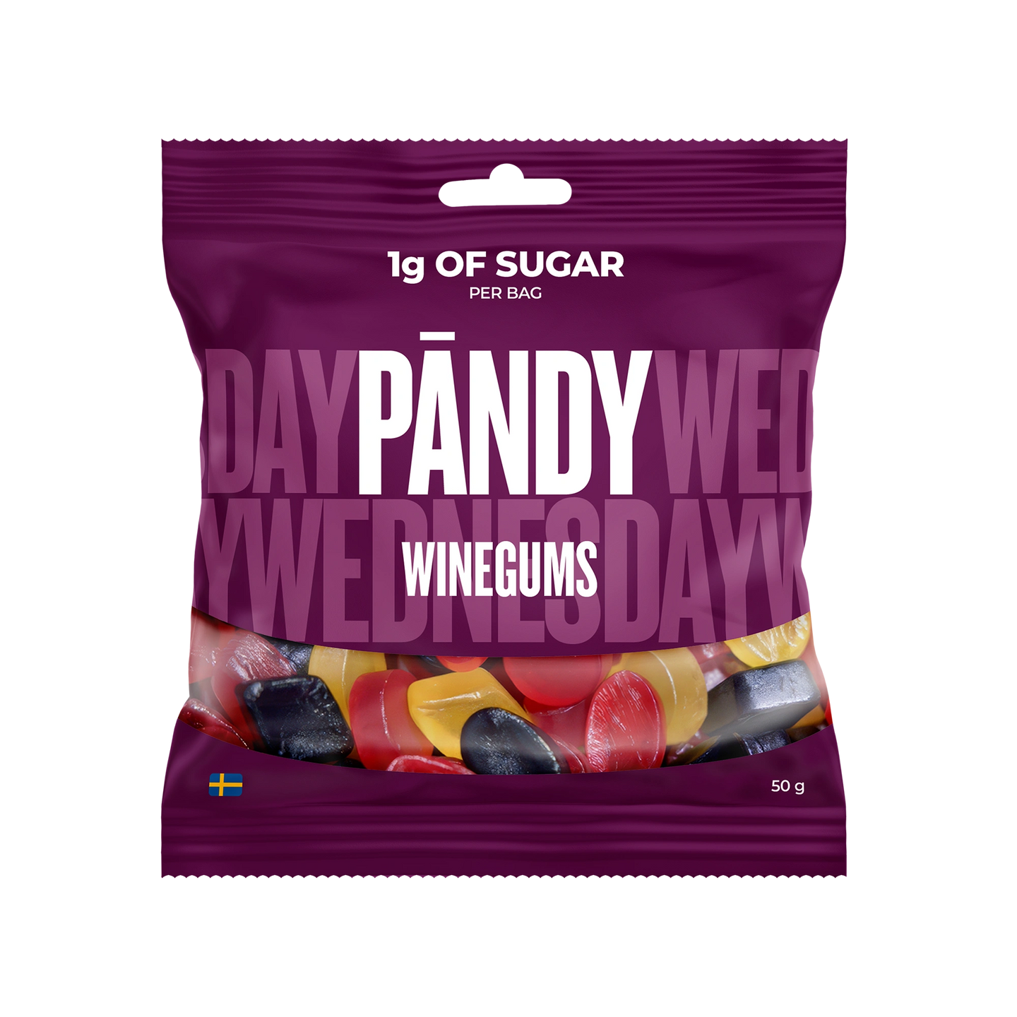 Pändy Candy 50 g Winegums i en lilla pose fylt med fargerike vingummier., bilde 1 av 1