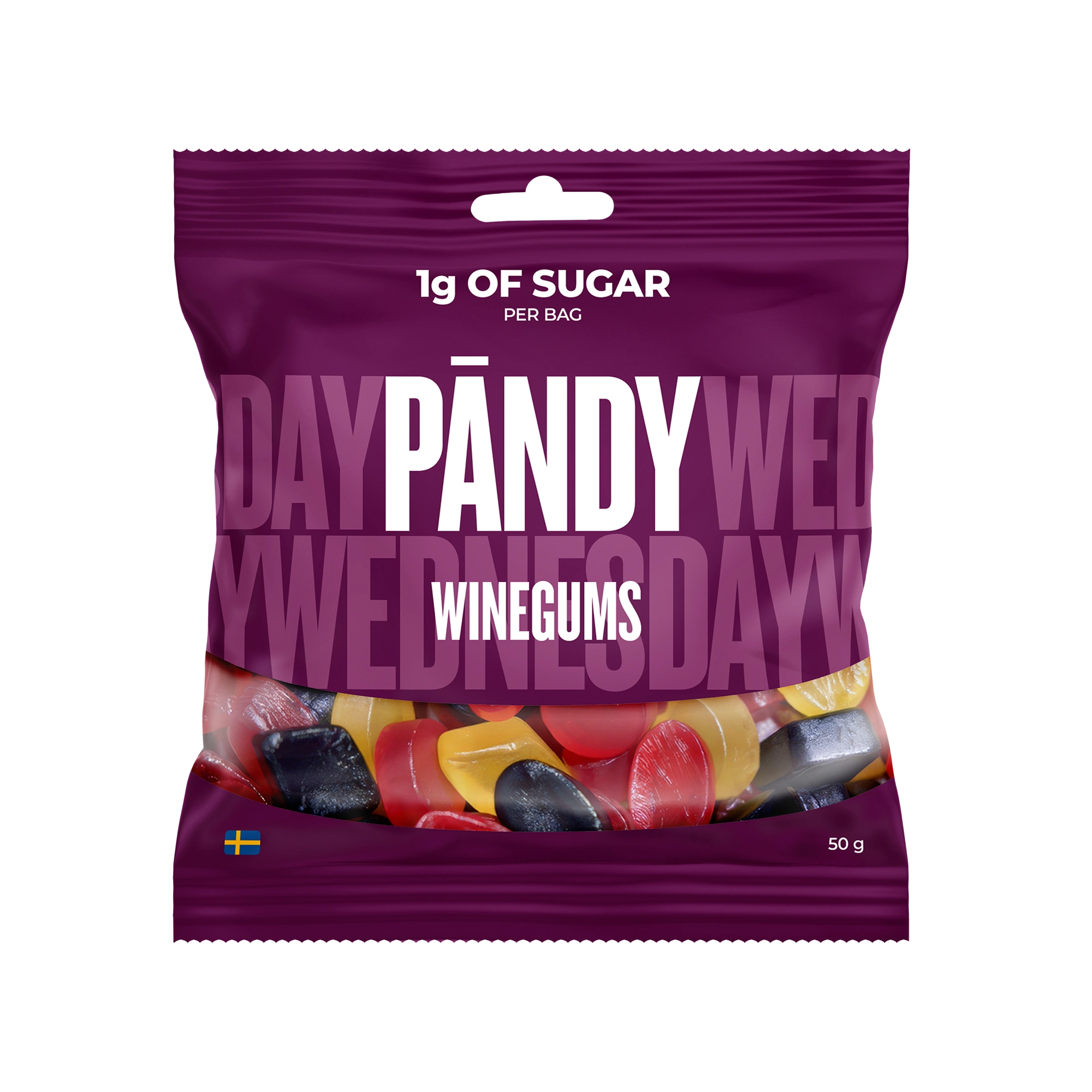 Pändy Candy 50 g Winegums i en lilla pose fylt med fargerike vingummier., bilde 1 av 1