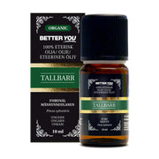 Better You Tallbarrsolja EKO Eterisk - 10 ml i mörk glasflaska med svart lock och tillhörande förpackning med gröna detaljer.