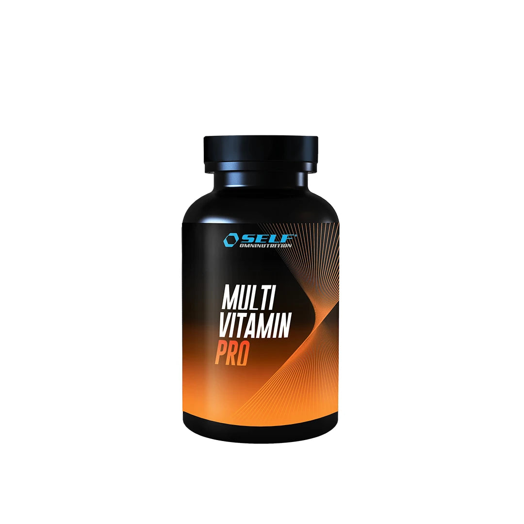 Self Omninutrition Multivitamin 120 caps i en svart boks med oransje detaljer for et komplett kosttilskudd.