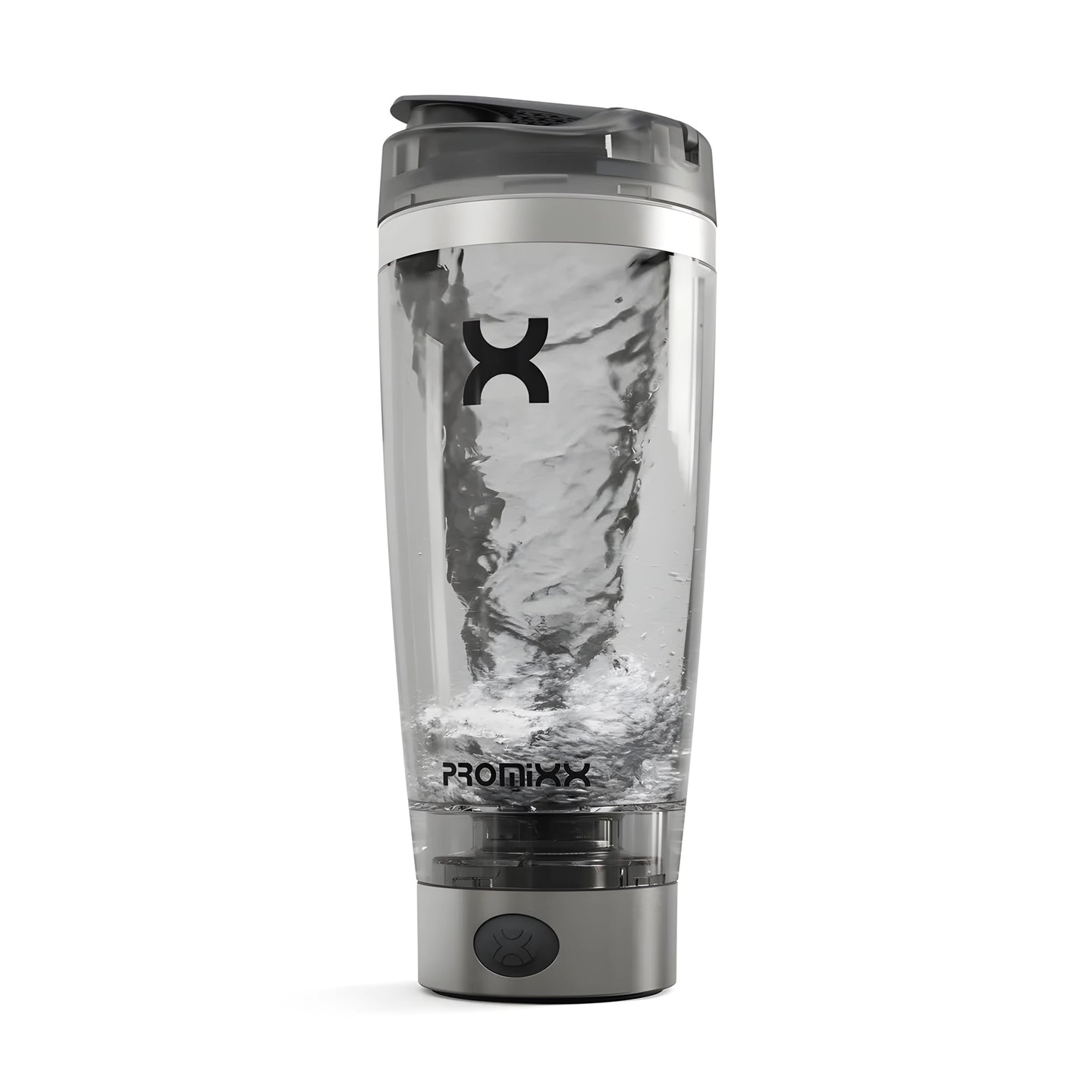 ProMixx PRO Electric Shaker 600 ml Stainless Steel med rustfri bunn og en aktiv vannvirvel inni flasken., bilde 1 av 1
