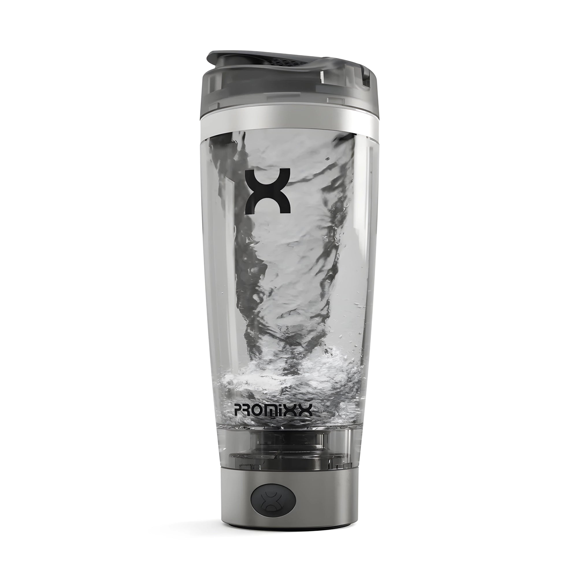 ProMixx PRO Electric Shaker 600 ml Stainless Steel med rustfri bunn og en aktiv vannvirvel inni flasken., bilde 1 av 1