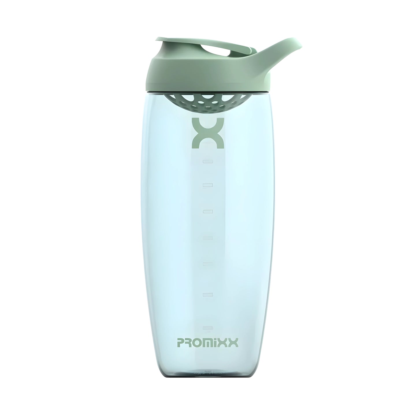 ProMixx Pursuit Shaker Bottle 950 ml er en transparent shaker med et sportslokk i fargen Seagrass Green., bilde 1 av 4