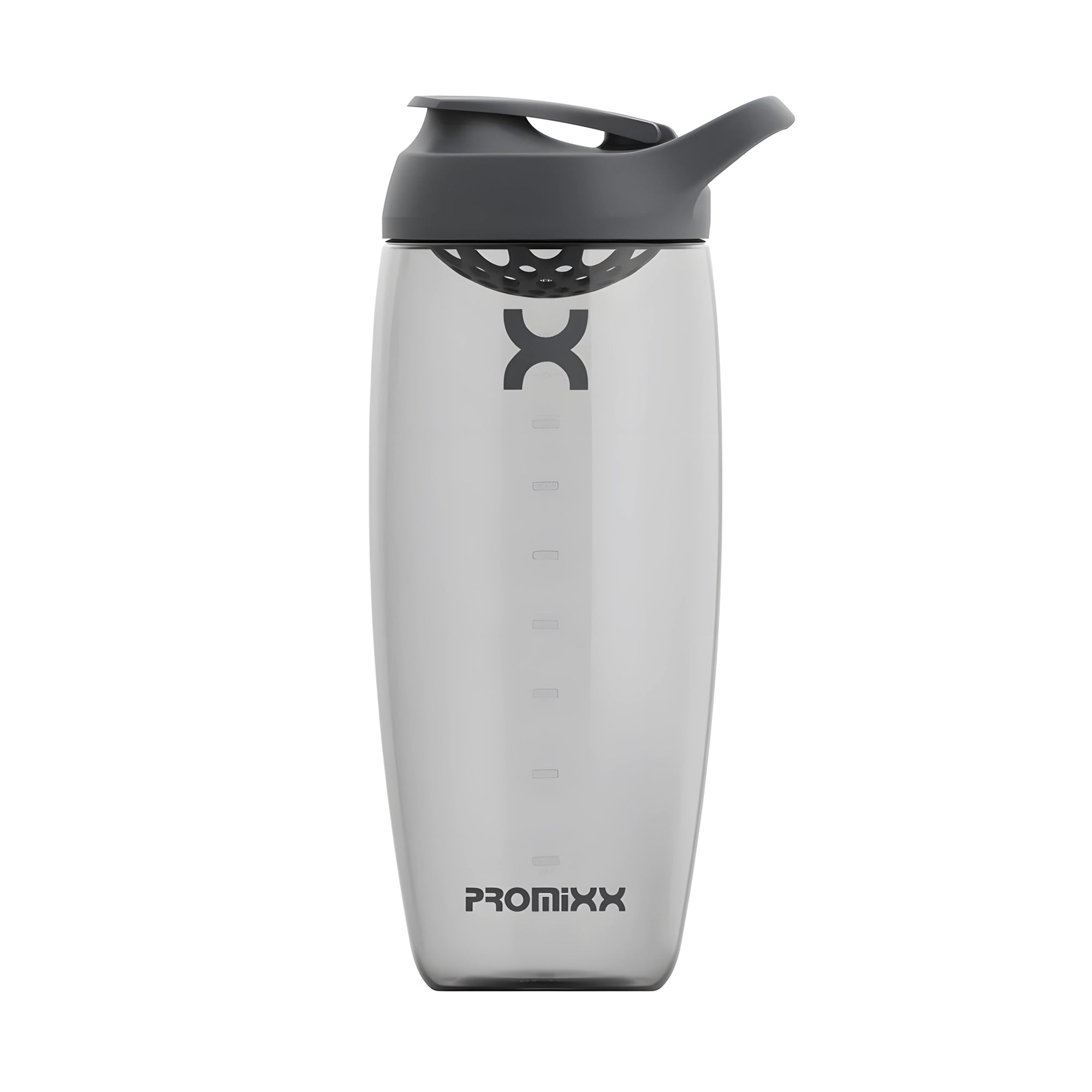 Transparent ProMixx Pursuit Shaker Bottle 950 ml i fargen Graphite Grey med mørkegrått sportslokk og bæreløkke., bilde 4 av 4