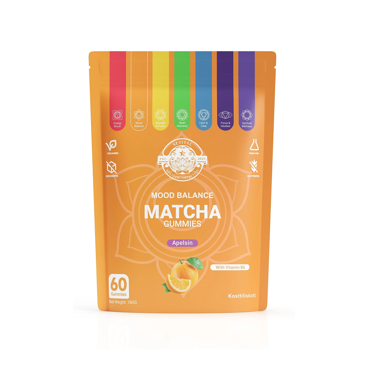 Sevital Matcha Gummies 60 stk Appelsin, bilde 1 av 1