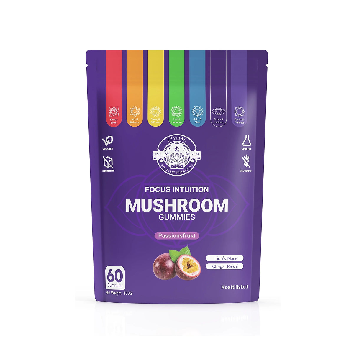 Sevital Mushroom Gummies 60 stk Pasjonsfrukt, bilde 1 av 1