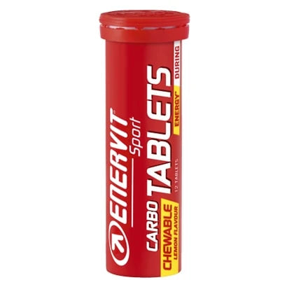 Enervit Sport Carbo Tablets Lemon pakket i et rødt rør for rask energi.