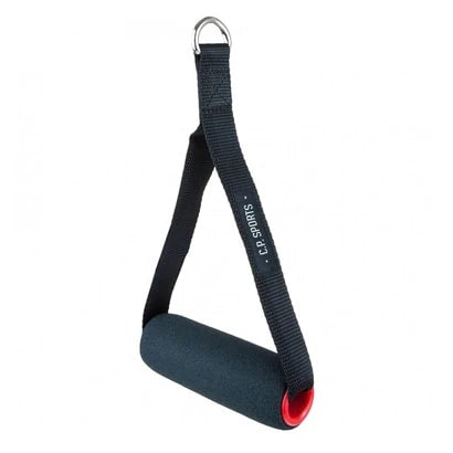 C.P. Sports Single Cable Grip Steel, et svart ergonomisk håndtak med polstret grep for trekkapparater.