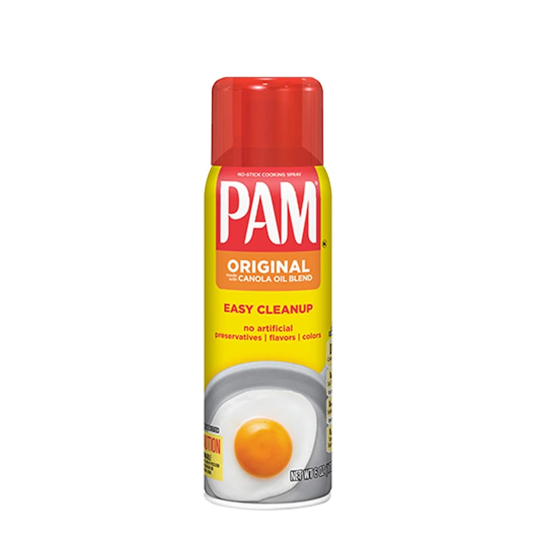 Pam Cooking Spray 482 g i en gul og rød sprayflaske for varianten Original., bilde 1 av 2