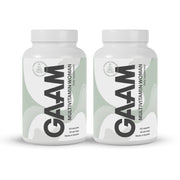 2 x GAAM Multivitamin Woman 60 caps i två vita burkar med ljusgröna detaljer på etiketten.