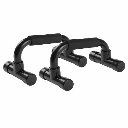 Svarte Virtufit Push Up Bars med komfortable skumhåndtak og stabil base for ergonomiske armhevinger.
