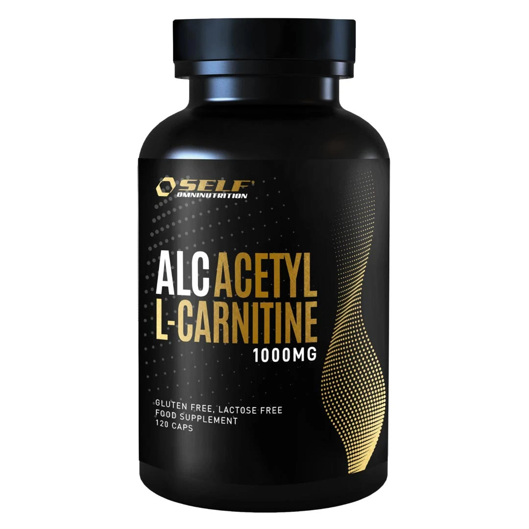 Self Omninutrition ALC 120 caps kosttilskudd i en svart plastboks med gulldetaljer.