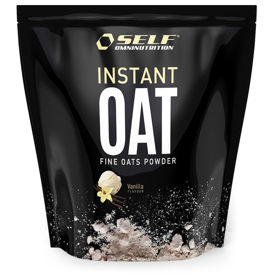 Self Omninutrition Instant Oat 1 kg havremel i en svart pose med smaken Vanilla.
