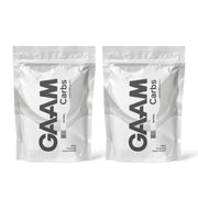 2 x GAAM Carbs - 100% Maltodextrin 1 kg i två vita påsar med grå detaljer för smaken Naturell.