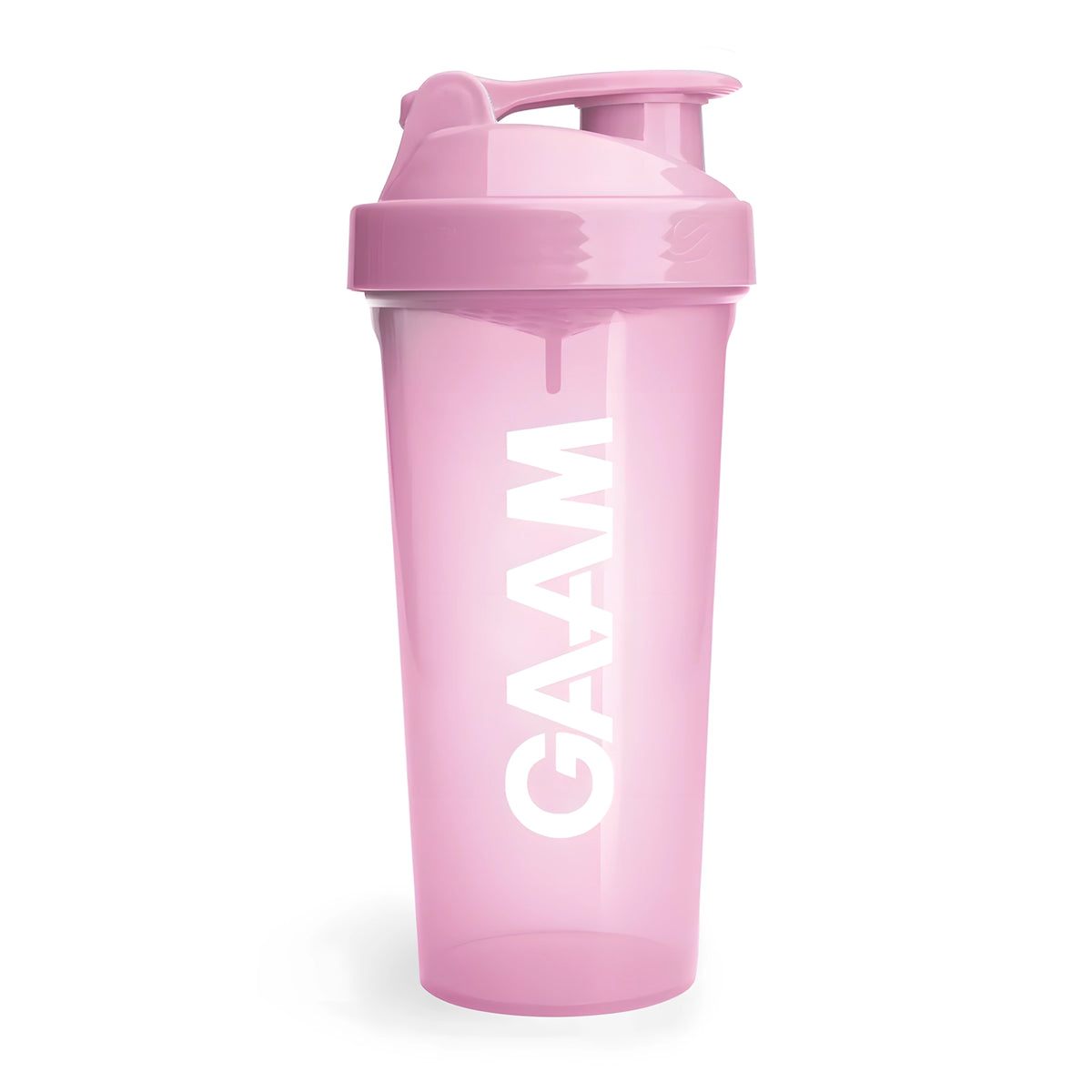 GAAM Shaker 800 ml i transparent rosa plast med hvit logo og matchende rosa lokk., bilde 3 av 5
