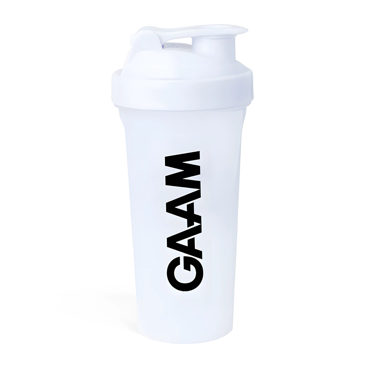 GAAM Shaker 800 ml i hvit farge med hvitt skrulokk og svart GAAM-logo., bilde 4 av 5