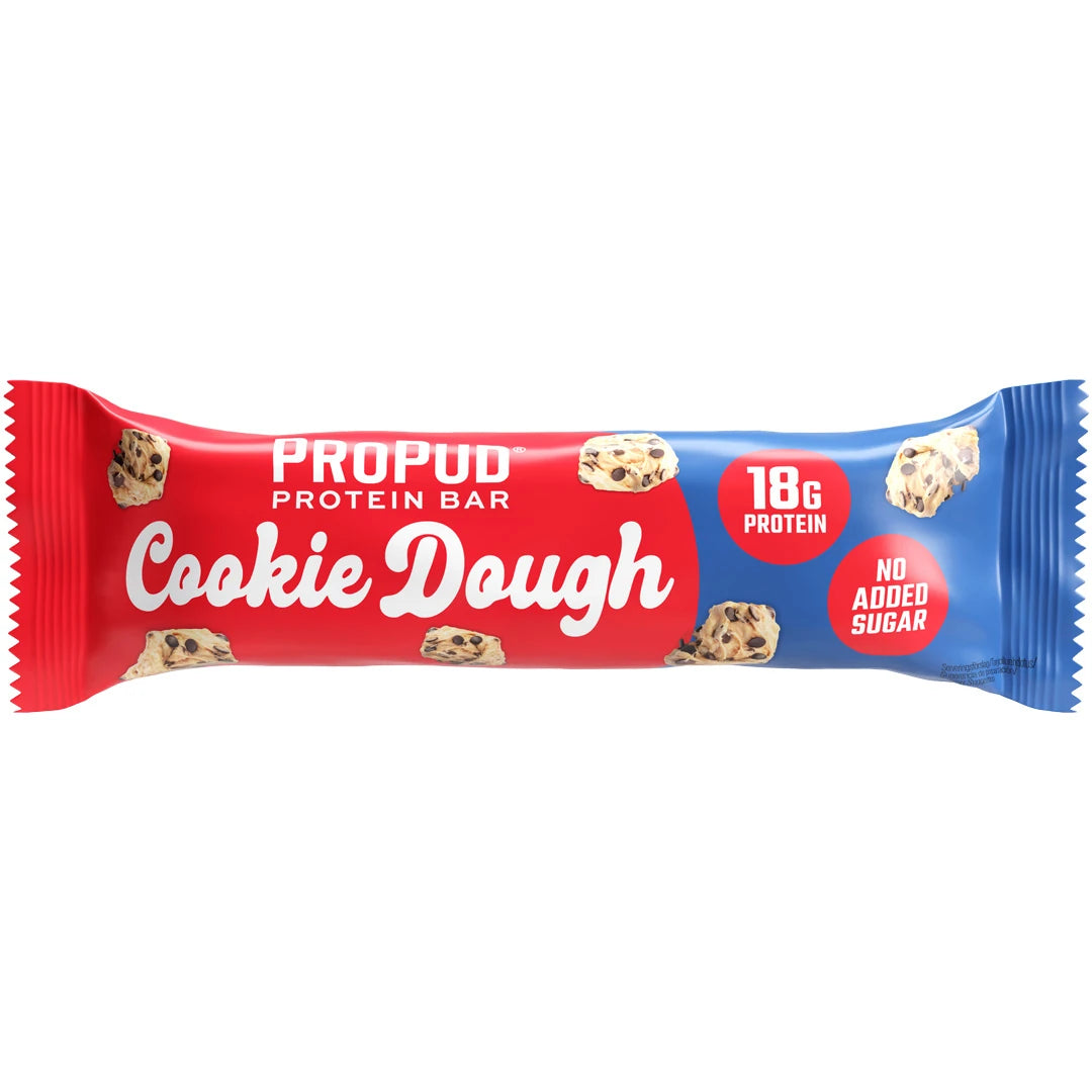 NJIE ProPud Proteinbar 55 g i en rød og blå forpakning for smaken Cookie Dough., bilde 1 av 8